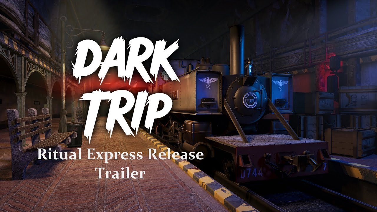 Dark Trip VR official Ritual Express release trailer thumbnail showing the psychedelic horror escape room